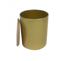 Złote szkło 250 ml z drewniana pokrywką/podstawką